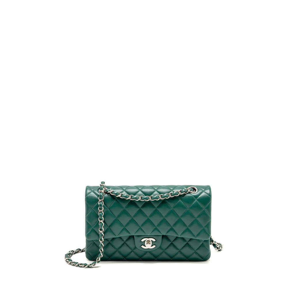 Chanel Medium Classic double flap bag lambskin green