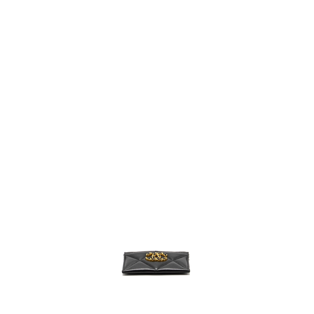 Chanel 19 Card Holder Lambskin Black  (Microchip)