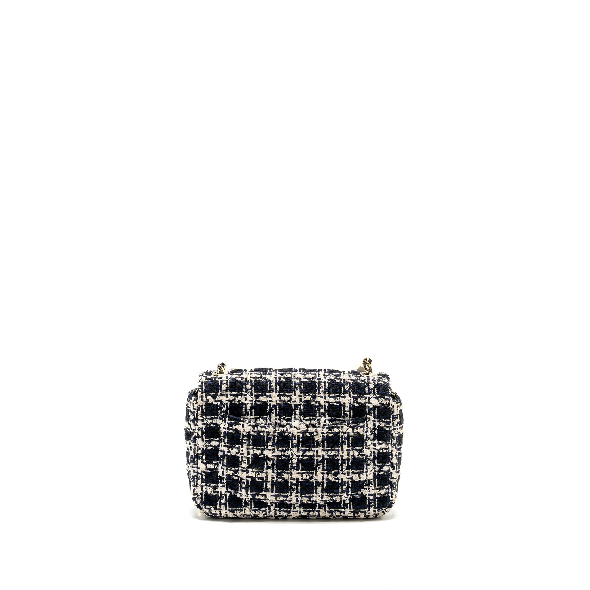 Chanel Mini Flap Bag with Detailed Chain Tweed Black/White L (Microchip)