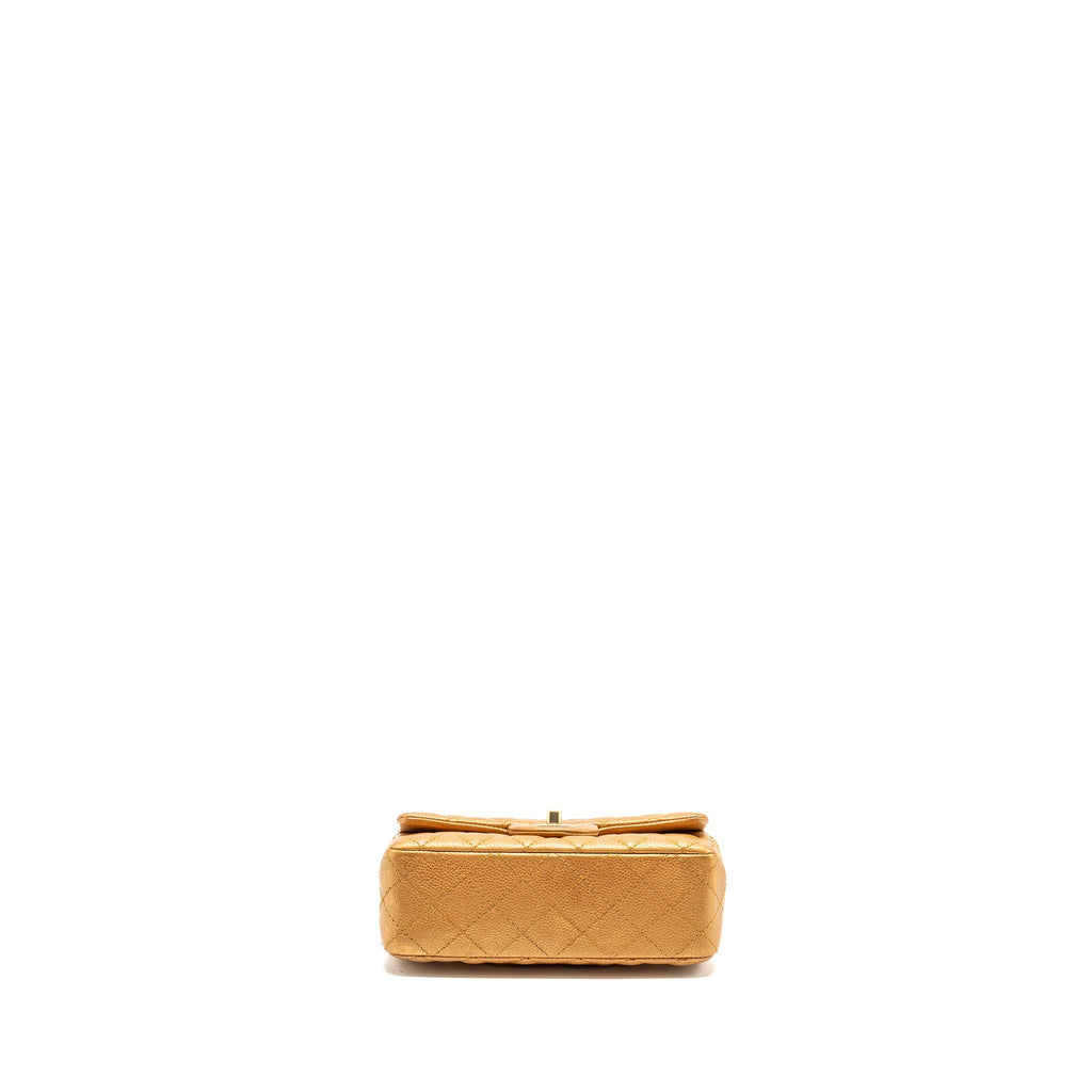 Chanel Mini Rectangular Flap Bag Calfskin Iridescent Dark Gold