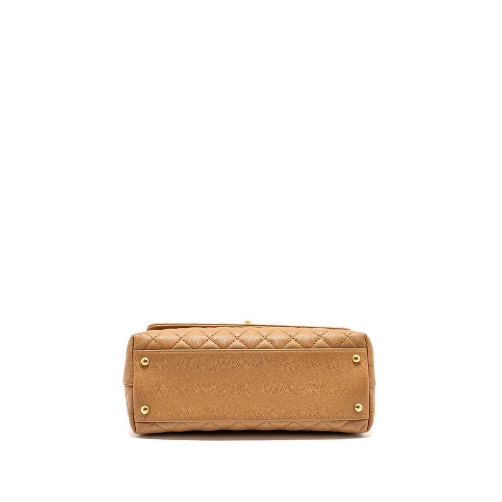 Chanel Medium Coco Handle Caviar Dark Beige  (microchip)