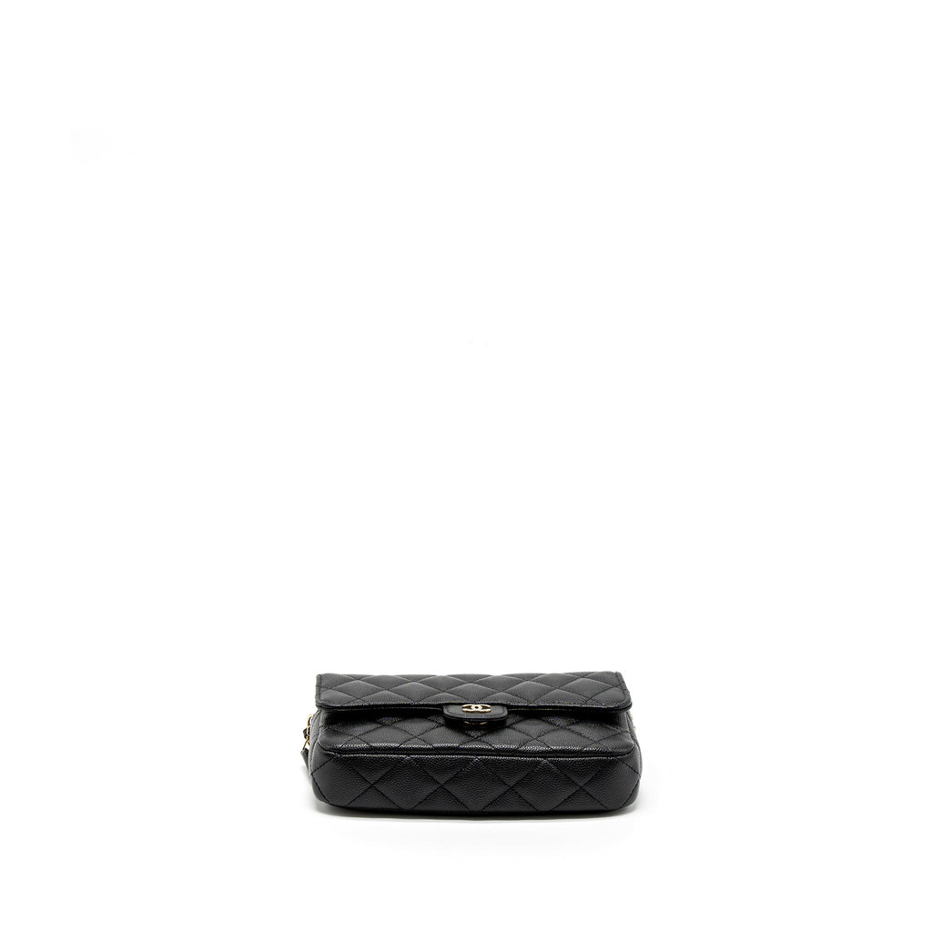 Chanel Double Pocket Wallet on Chain Caviar Black L (Microchip)