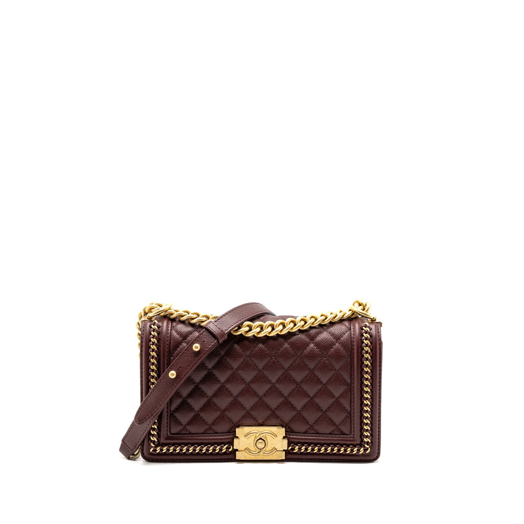 Chanel Medium Boy Bag Limited Edition Caviar Burgundy (microchip)