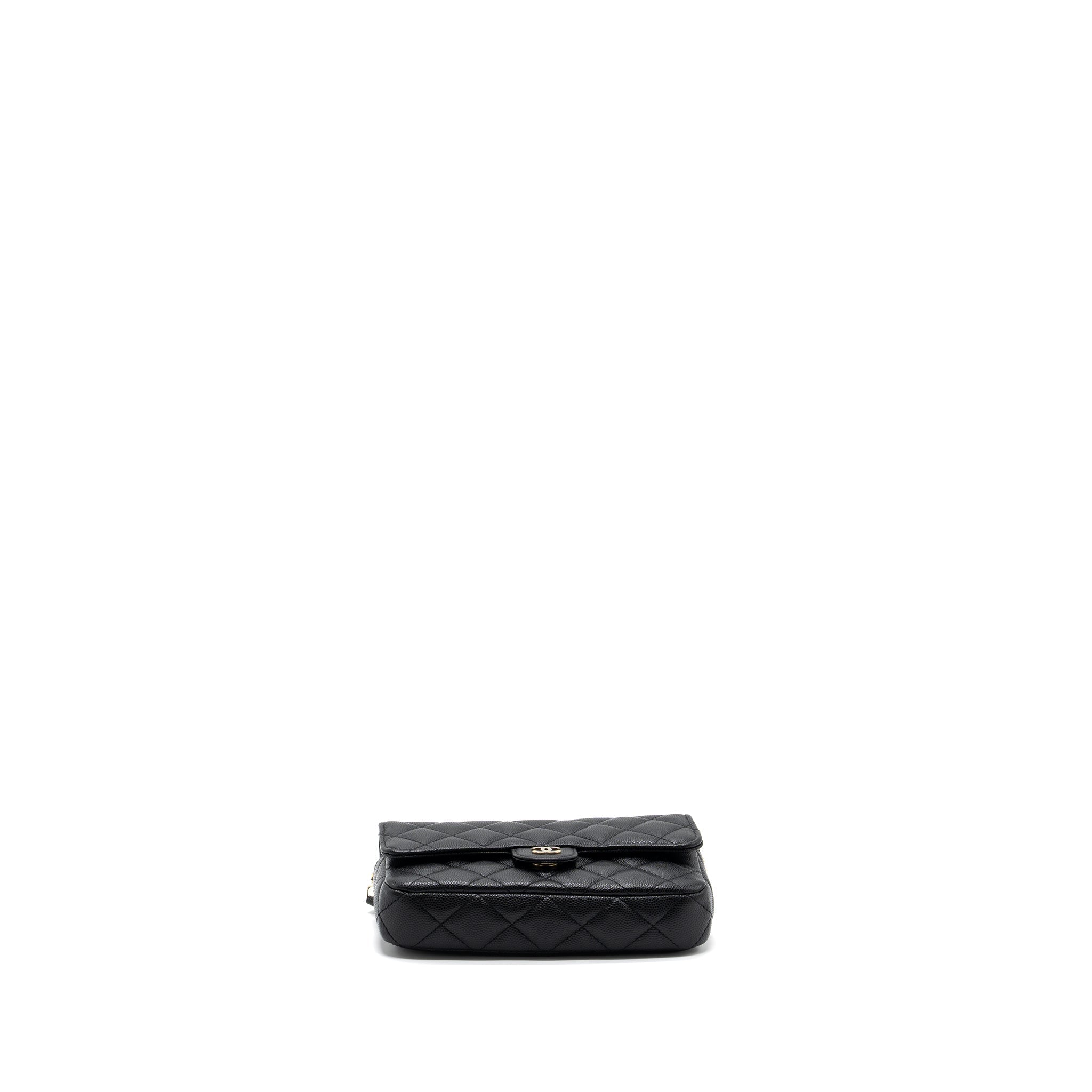 chanel double pocket wallet on chain caviar black L (microchip)