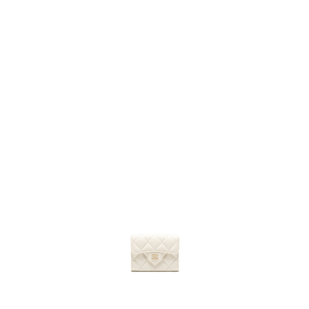 Chanel Classic Flap Card Holder Caviar White L (microchip)