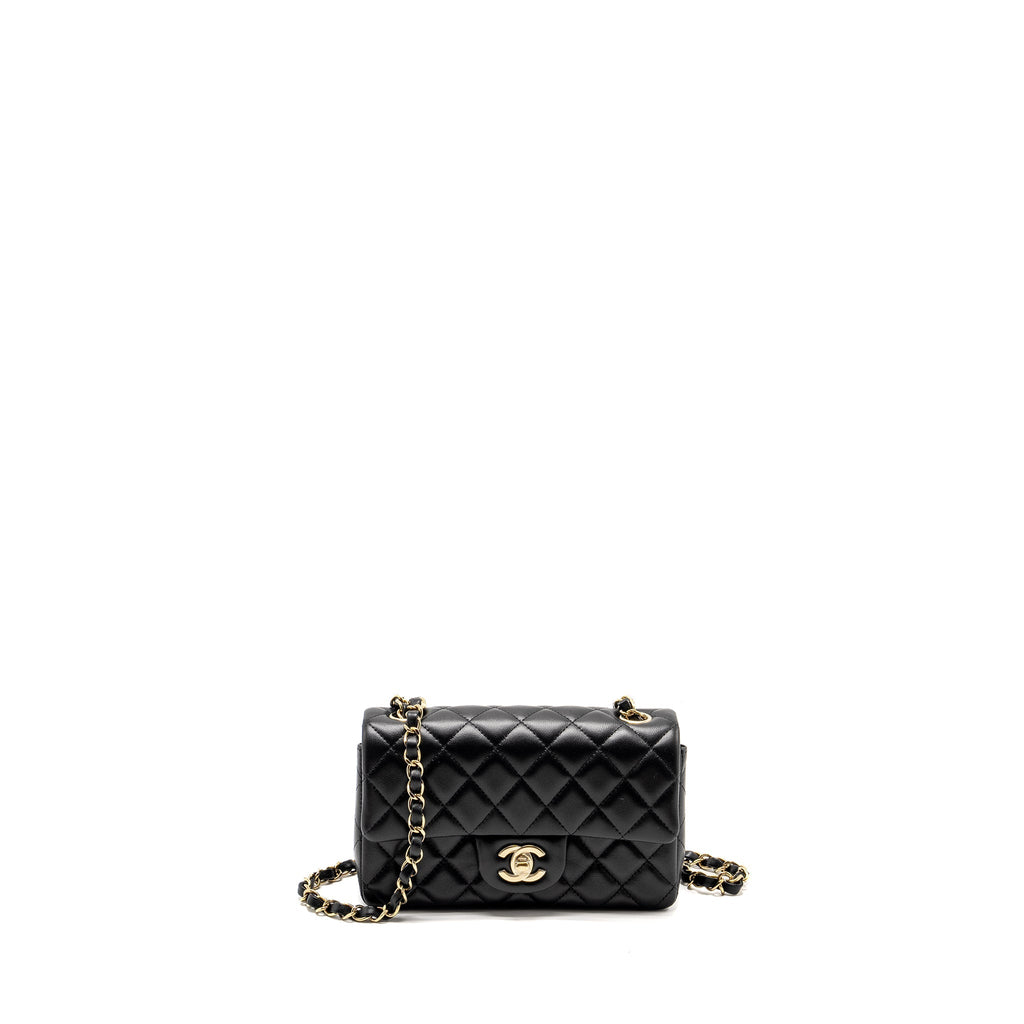 Chanel Mini Rectangular Flap Bag Lambskin Black L (microchip)