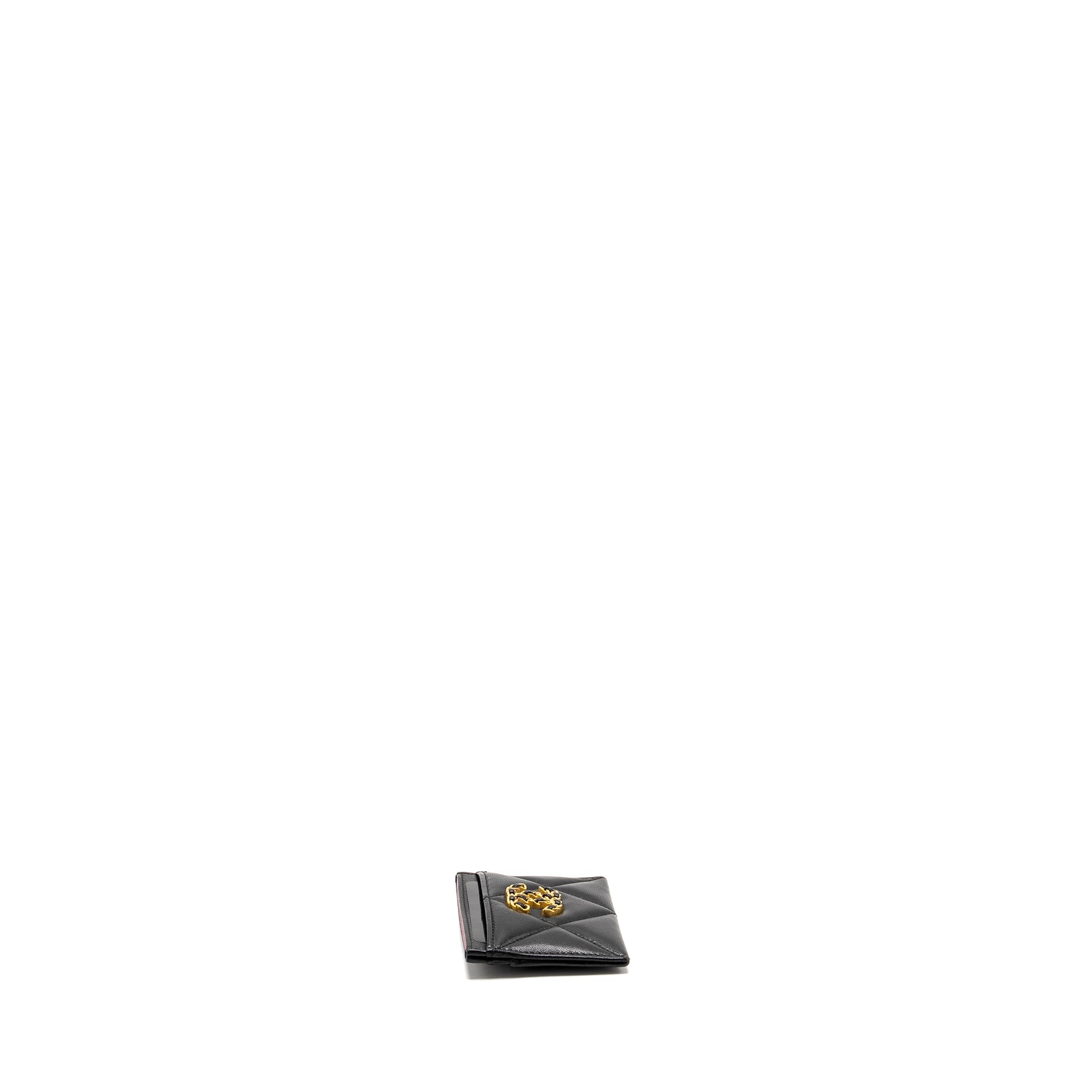 Chanel 19 Card Holder Lambskin Black  (Microchip)