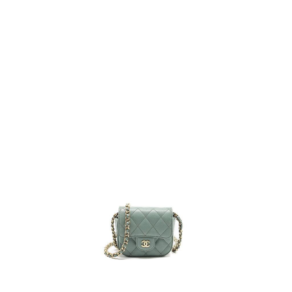 Chanel Mini Flap Vanity With Chain Caviar Light Green L
