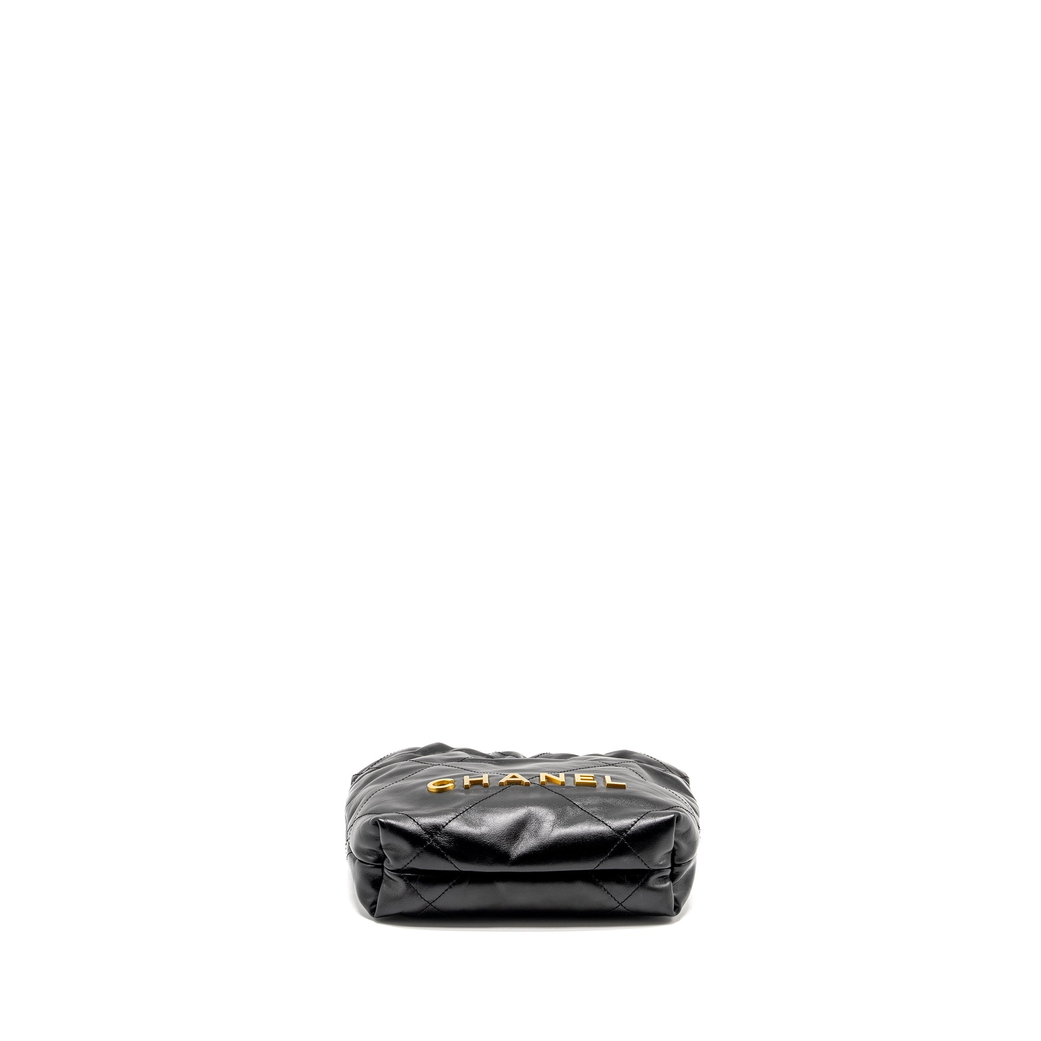 Chanel 23K Mini 22 Bag Shiny Calfskin Black  (Microchip)