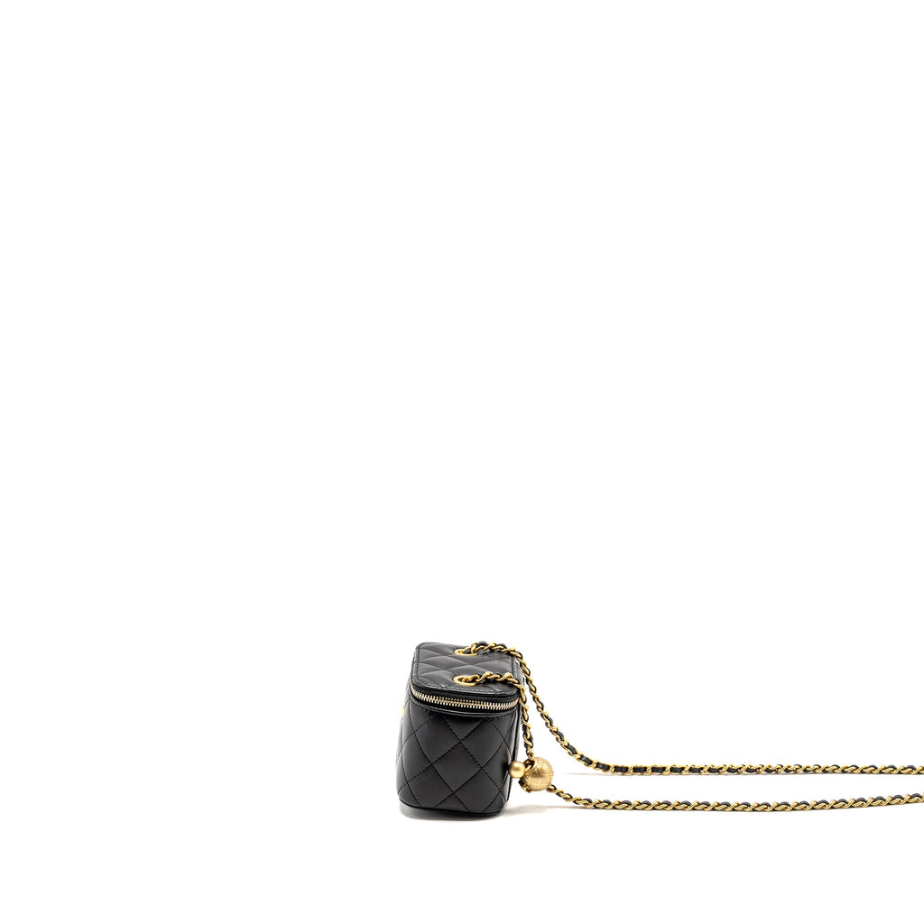 Chanel Pearl Crush Mini Vanity Case Lambskin Black