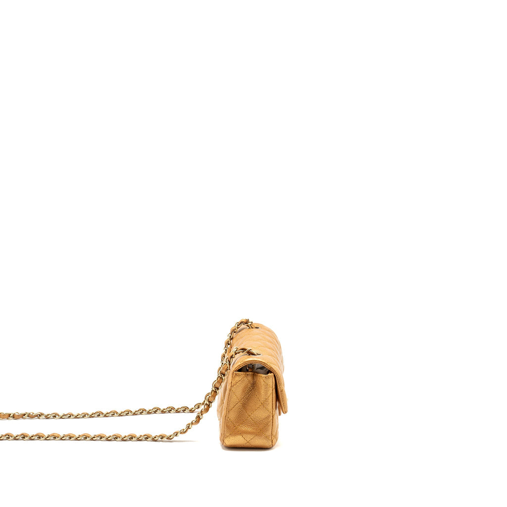Chanel Mini Rectangular Flap Bag Calfskin Iridescent Dark Gold