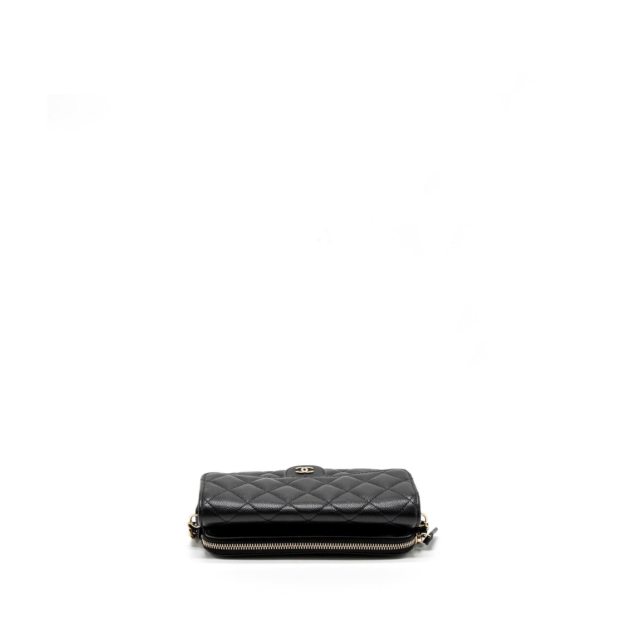 Chanel Double Pocket Wallet on Chain Caviar Black L (Microchip)