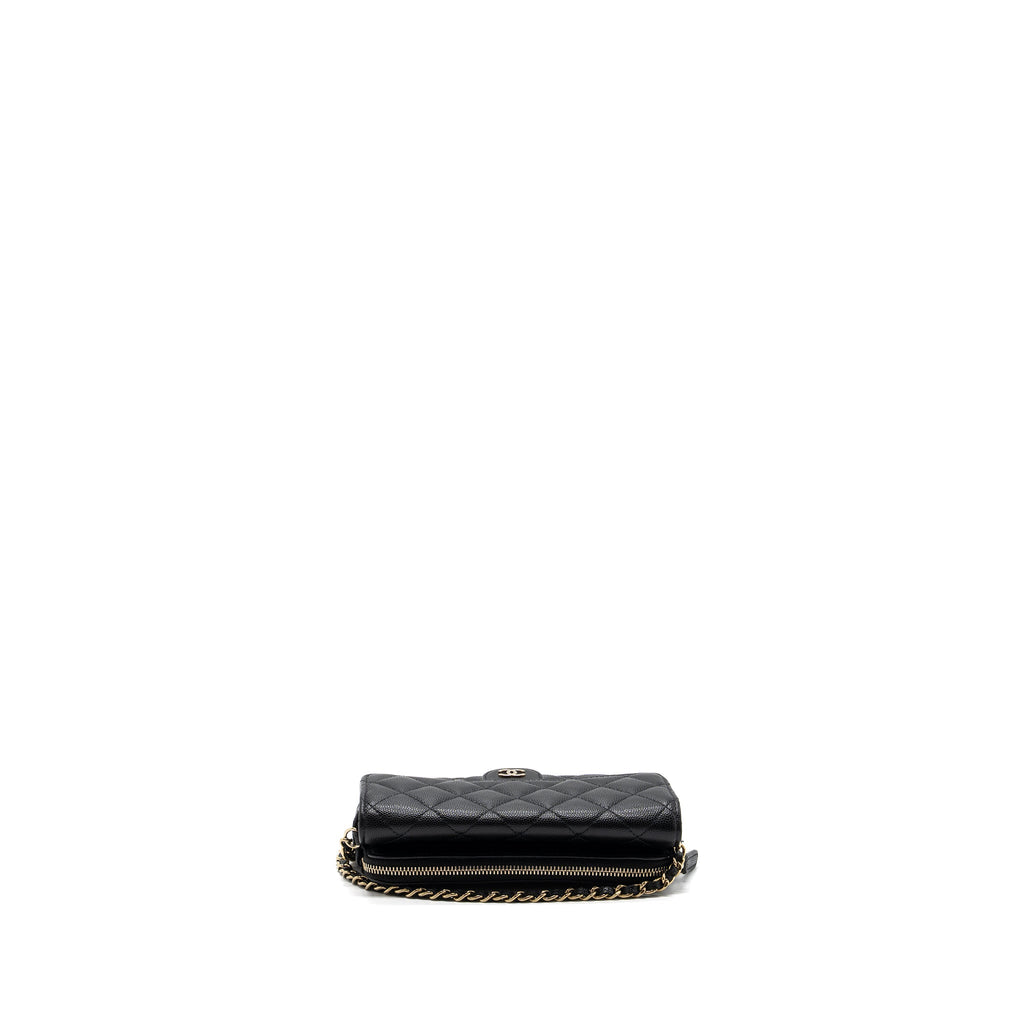 chanel double pocket wallet on chain caviar black L (microchip)