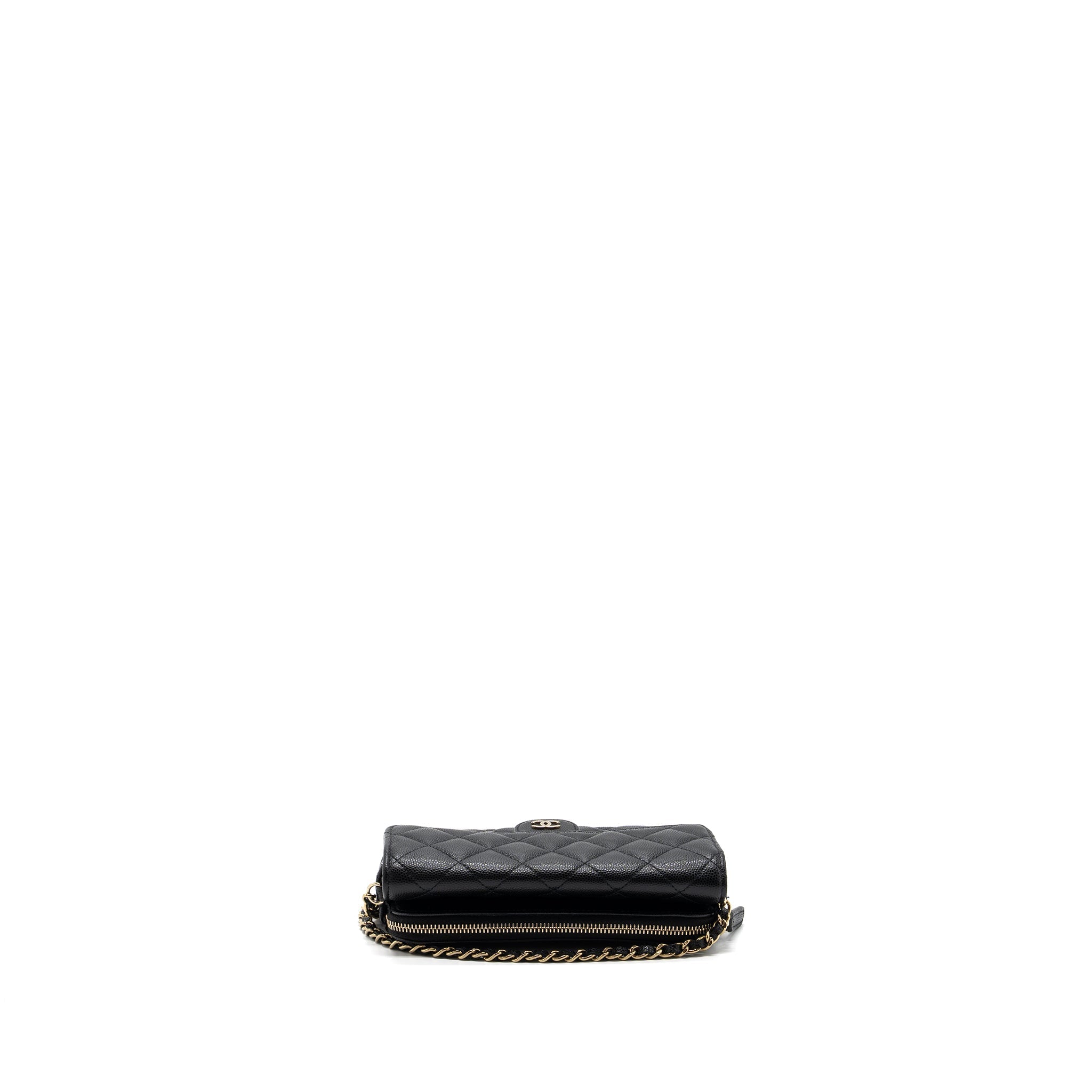 chanel double pocket wallet on chain caviar black L (microchip)
