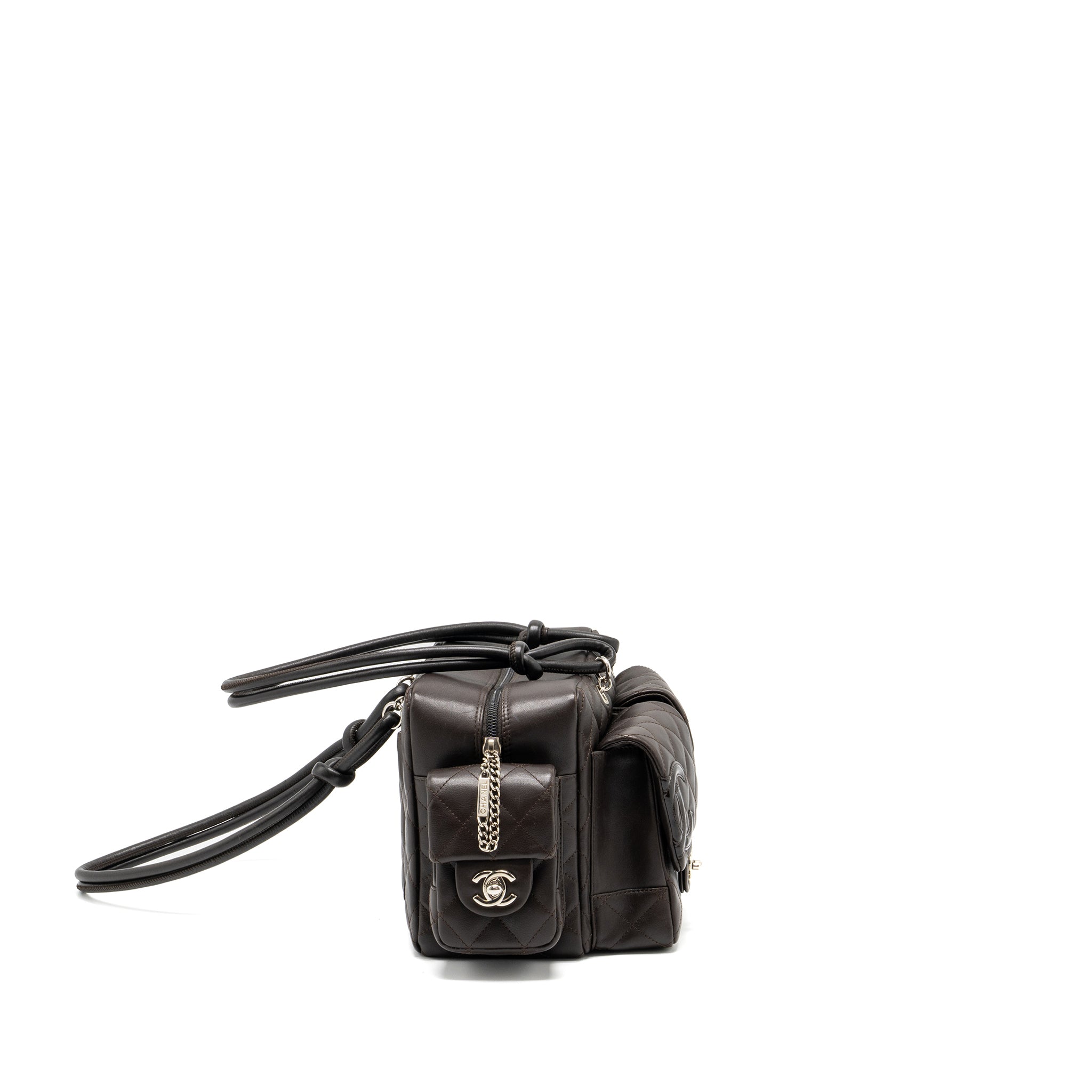Chanel Vintage Cambo Reporter Bag Calfskin Dark Brown