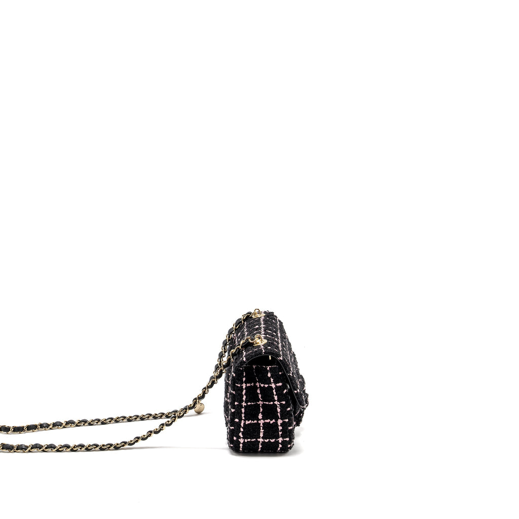 Chanel 23K Flower Bomb Mini Rectangular Flap Bag Tweed Black/Pink L (Microchip)
