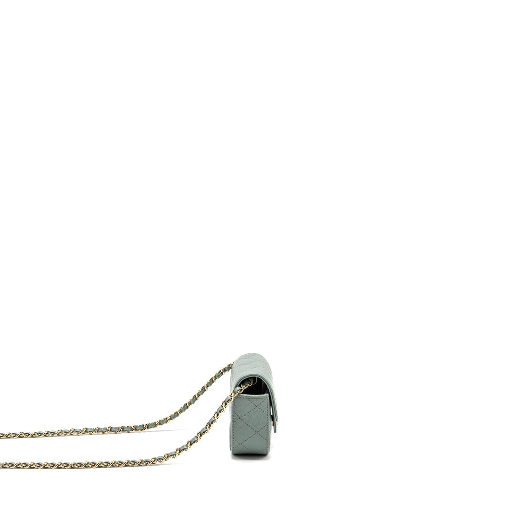 Chanel Mini Flap Vanity With Chain Caviar Light Green L