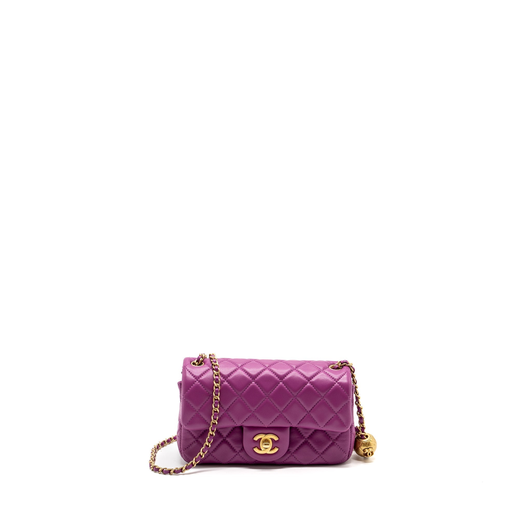 Chanel pearl crush mini rectangular flap bag lambskin purple