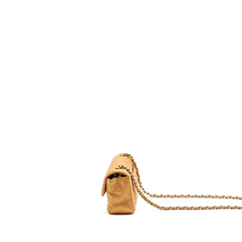 Chanel Mini Rectangular Flap Bag Calfskin Iridescent Dark Gold