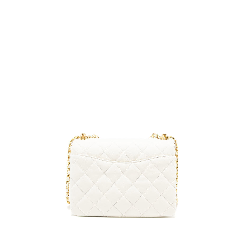 Chanel 21K Coco First Caviar White Brushed  (Microchip)