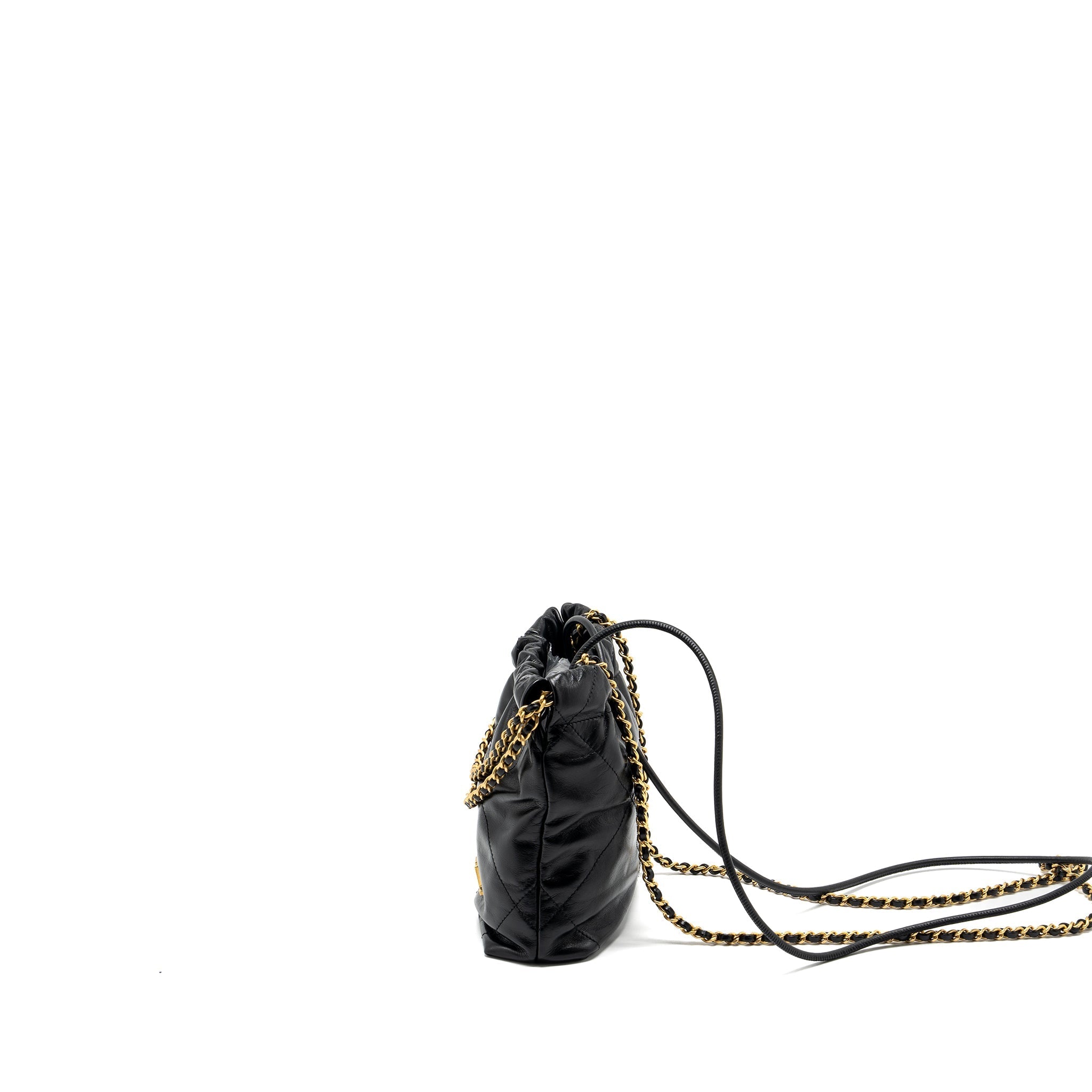 Chanel mini 22 bag shiny calfskin black  (microchip)
