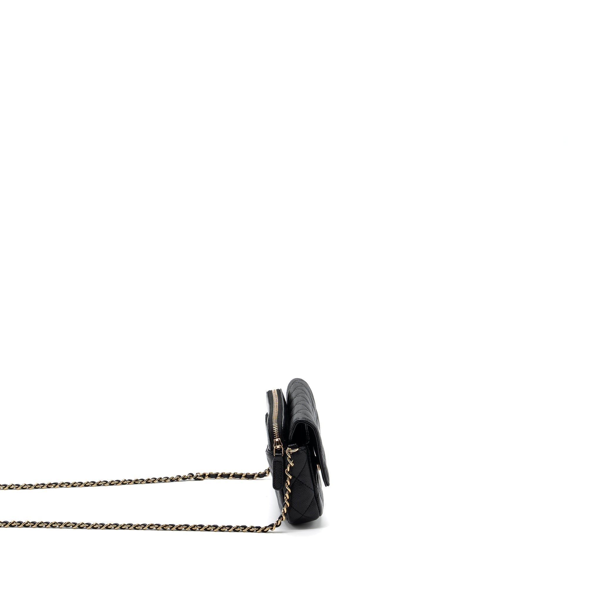 chanel double pocket wallet on chain caviar black L (microchip)