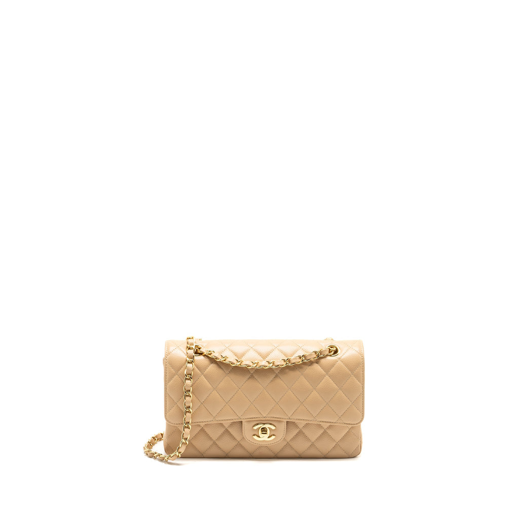 Chanel Medium Classic Double Flap Bag Caviar Beige