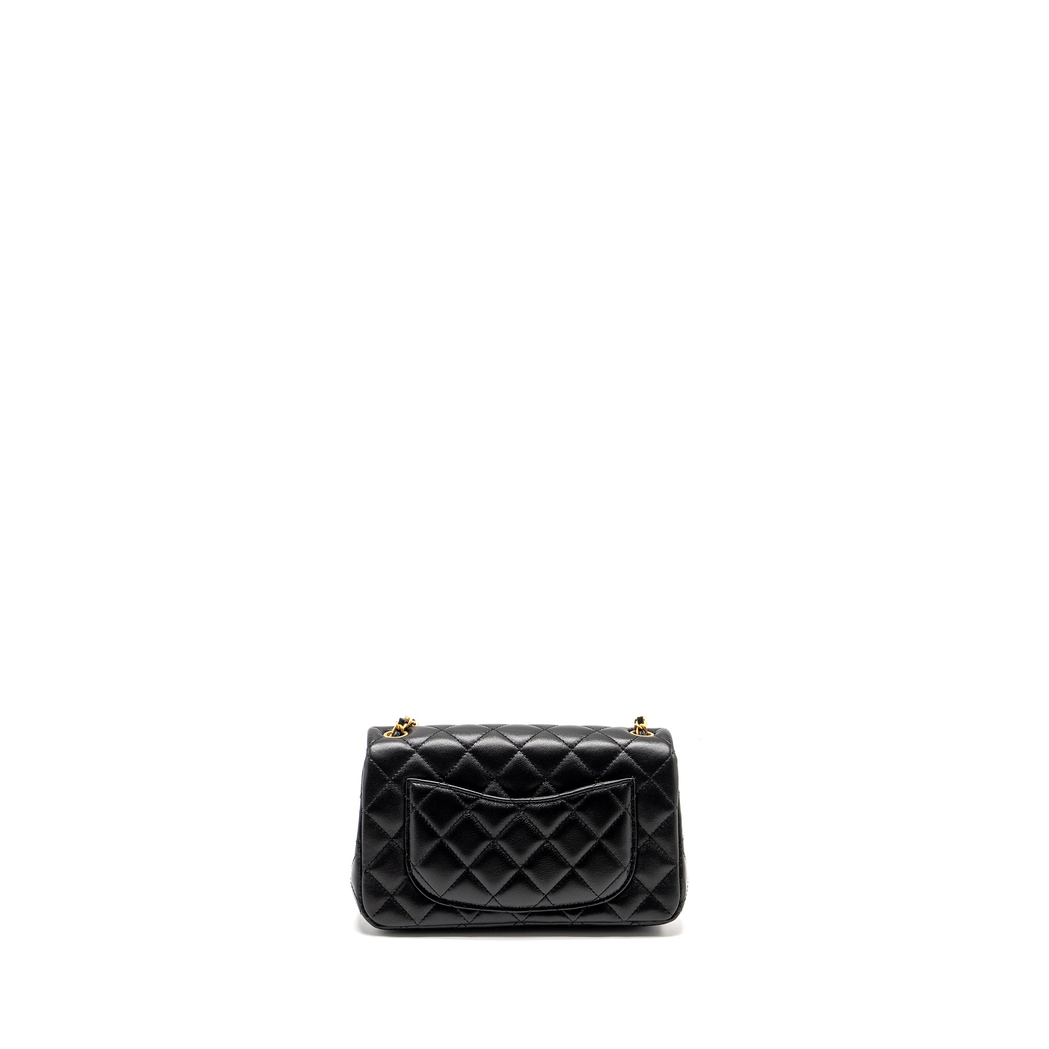 Chanel 24k Pearl Crush Mini Rectangular Flap Bag Shiny Lambskin Black  (microchip)