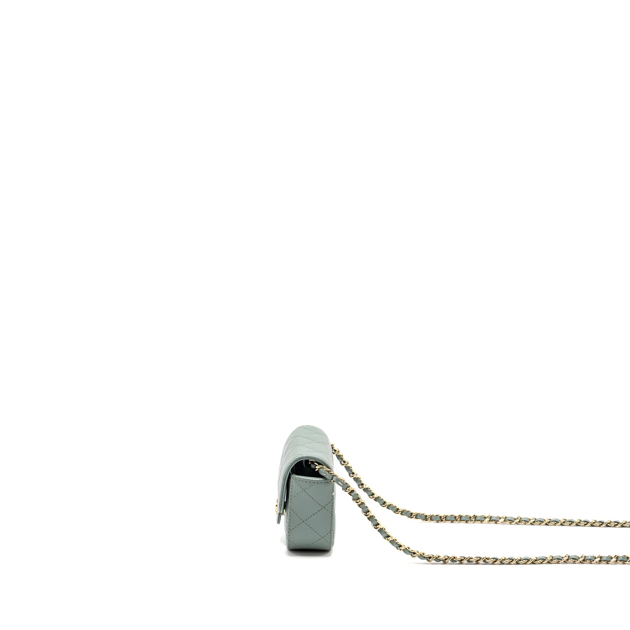 Chanel Mini Flap Vanity With Chain Caviar Light Green L