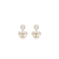 Chanel Heart Pearl Crystal CC Logo Earrings L