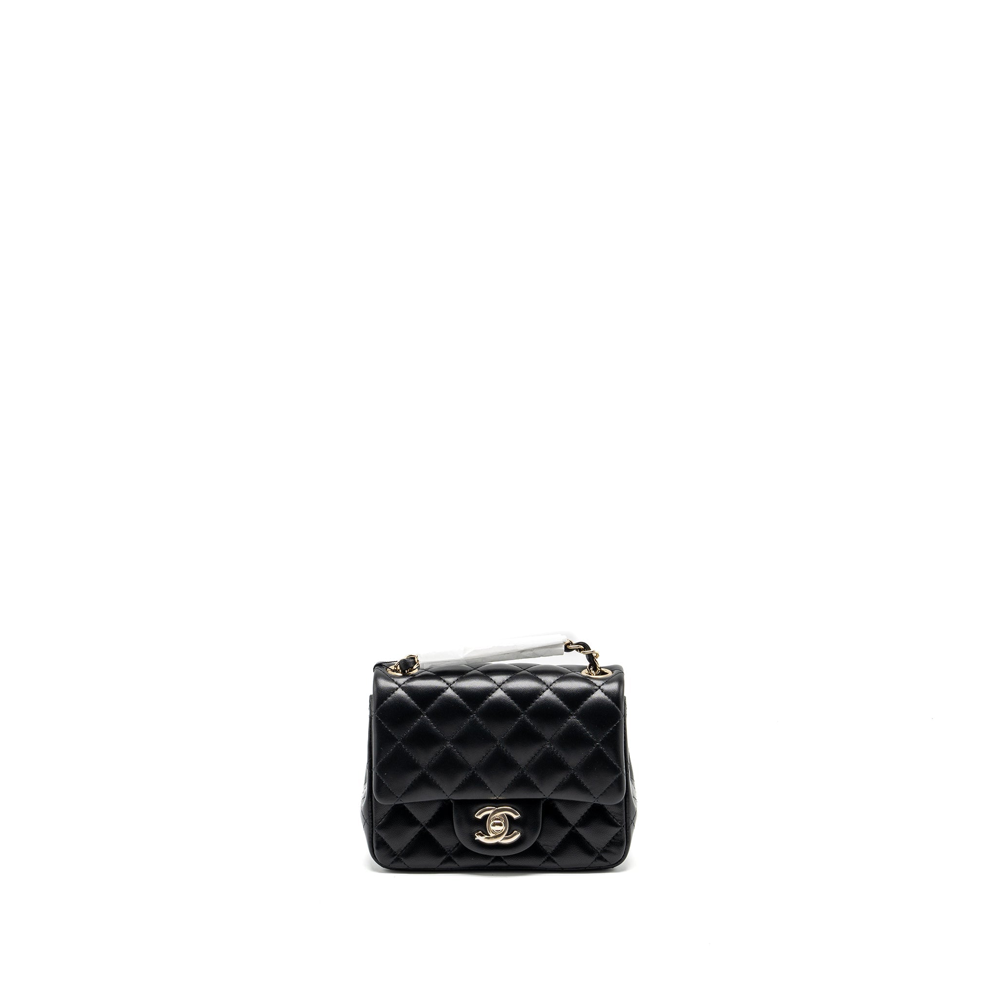 Chanel mini square flap bag lambskin black L (microchip)