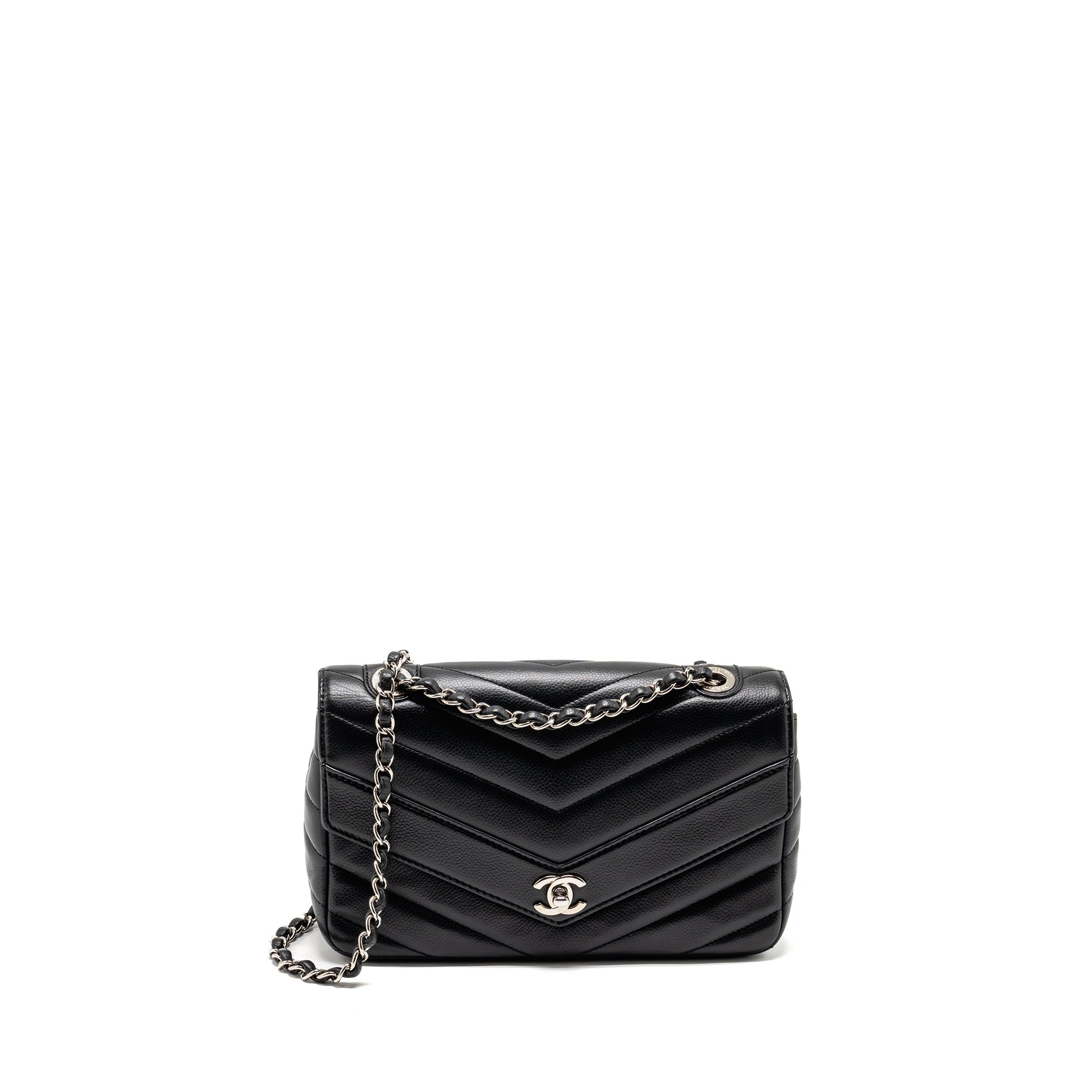 Chanel Envelop Flap Bag Chevron Caviar Black