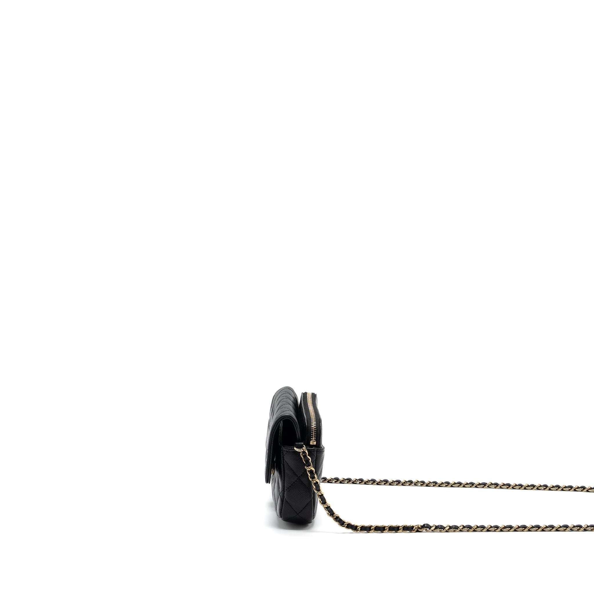 chanel double pocket wallet on chain caviar black L (microchip)