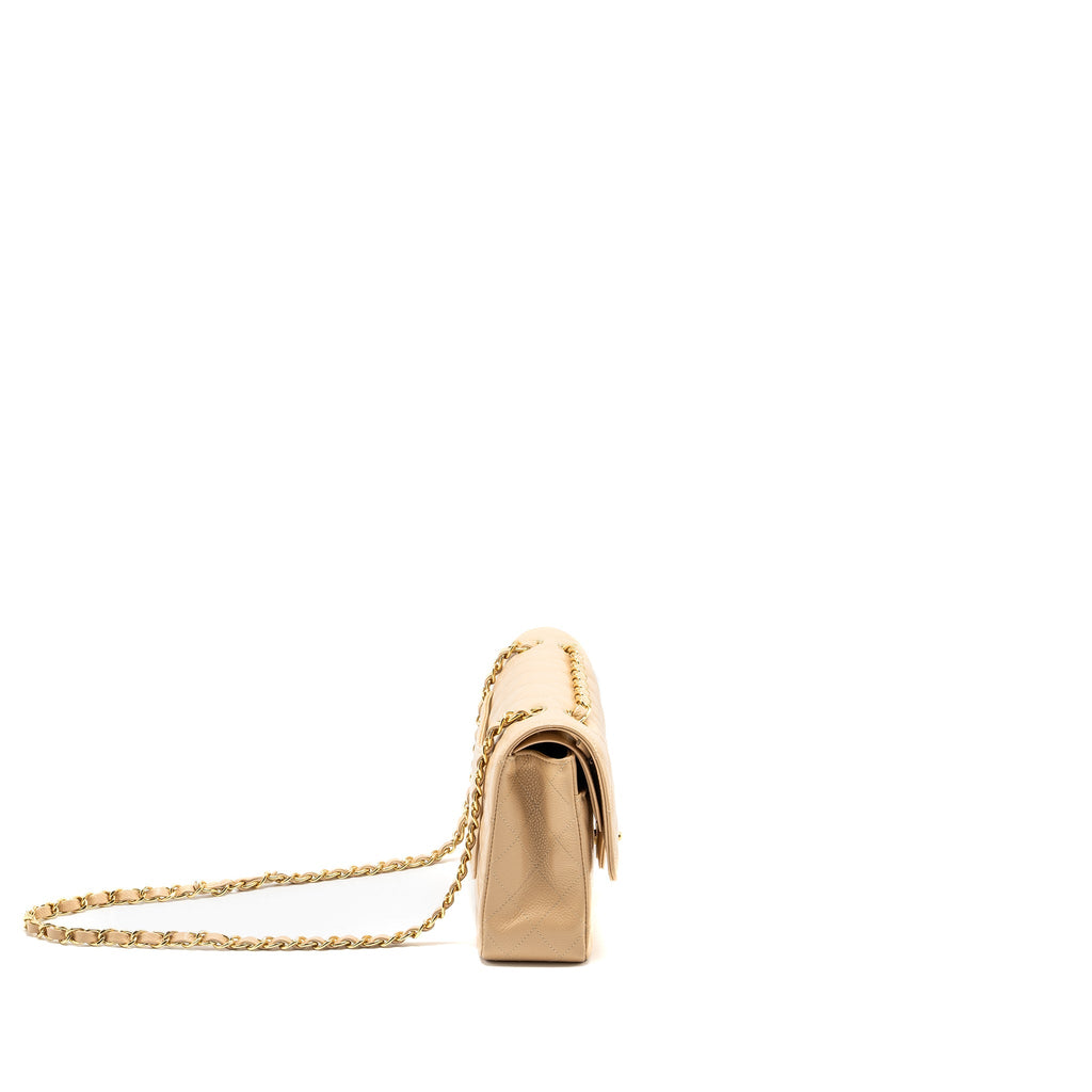 Chanel Medium Classic Double Flap Bag Caviar Beige