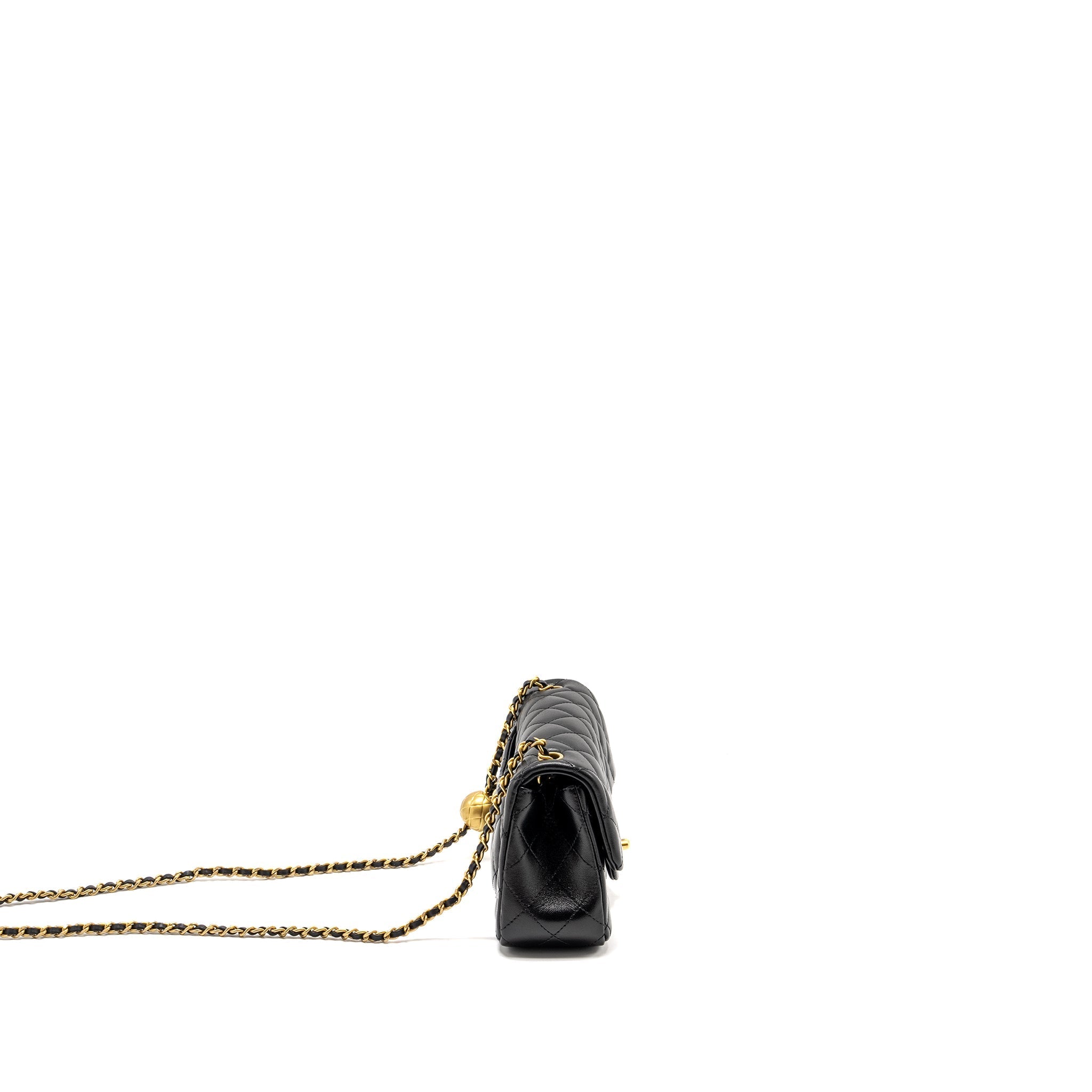 Chanel 24k Pearl Crush Mini Rectangular Flap Bag Shiny Lambskin Black  (microchip)