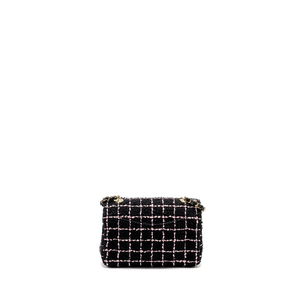 Chanel 23K Flower Bomb Mini Rectangular Flap Bag Tweed Black/Pink L (Microchip)