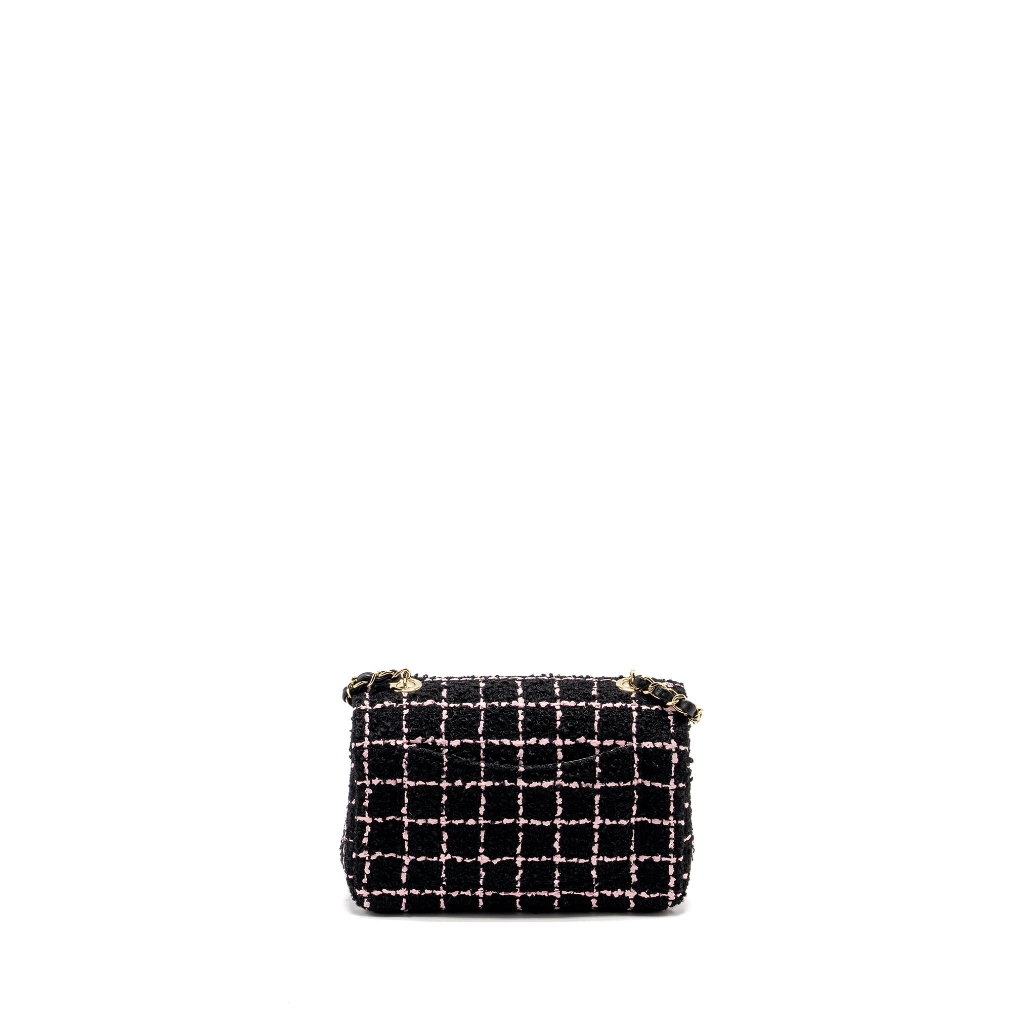 Chanel 23K Flower Bomb Mini Rectangular Flap Bag Tweed Black/Pink L (Microchip)