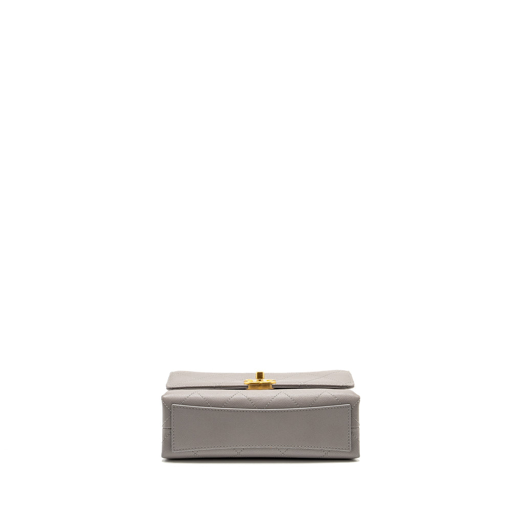 Chanel Mini Quilted Flap Bag With Chain Handle Caviar Grey  (microchip)