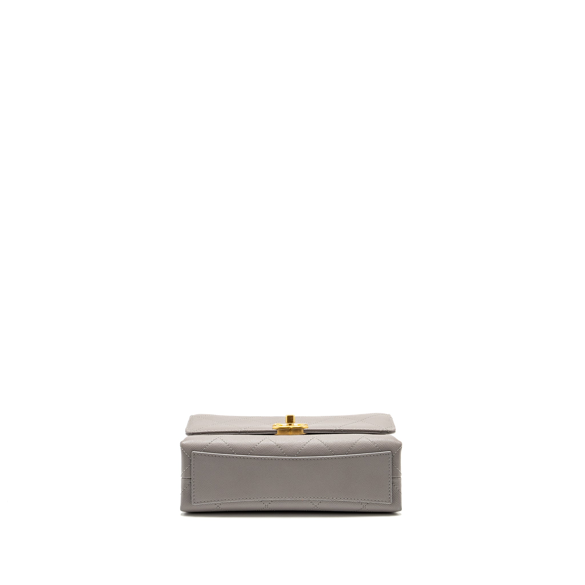 Chanel Mini Quilted Flap Bag With Chain Handle Caviar Grey  (microchip)