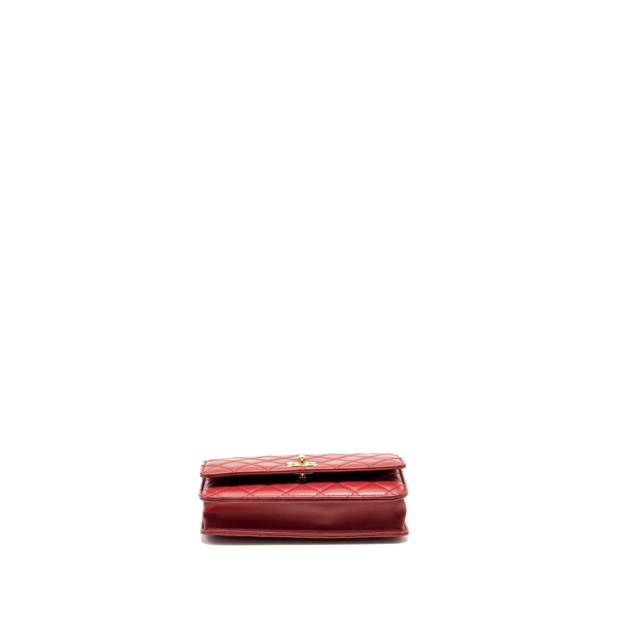 Chanel Trendy CC Wallet On Chain Lambskin Red L