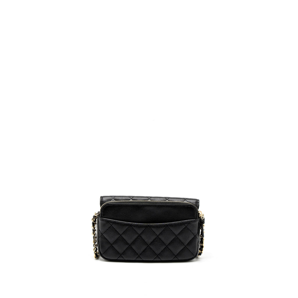 Chanel Double Pocket Wallet on Chain Caviar Black L (Microchip)