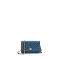 Chanel pearl crush wallet on chain denim blue  (microchip)