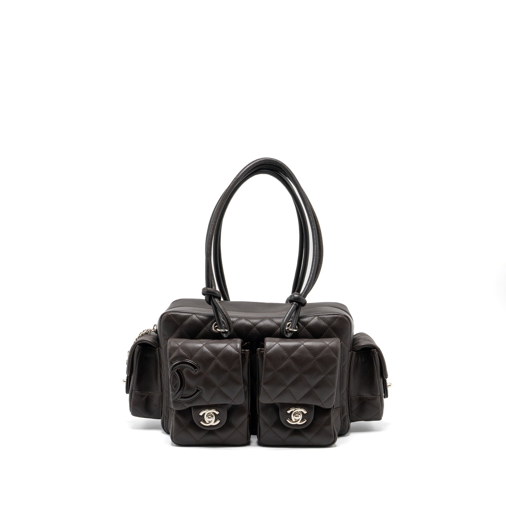 Chanel Vintage Cambo Reporter Bag Calfskin Dark Brown