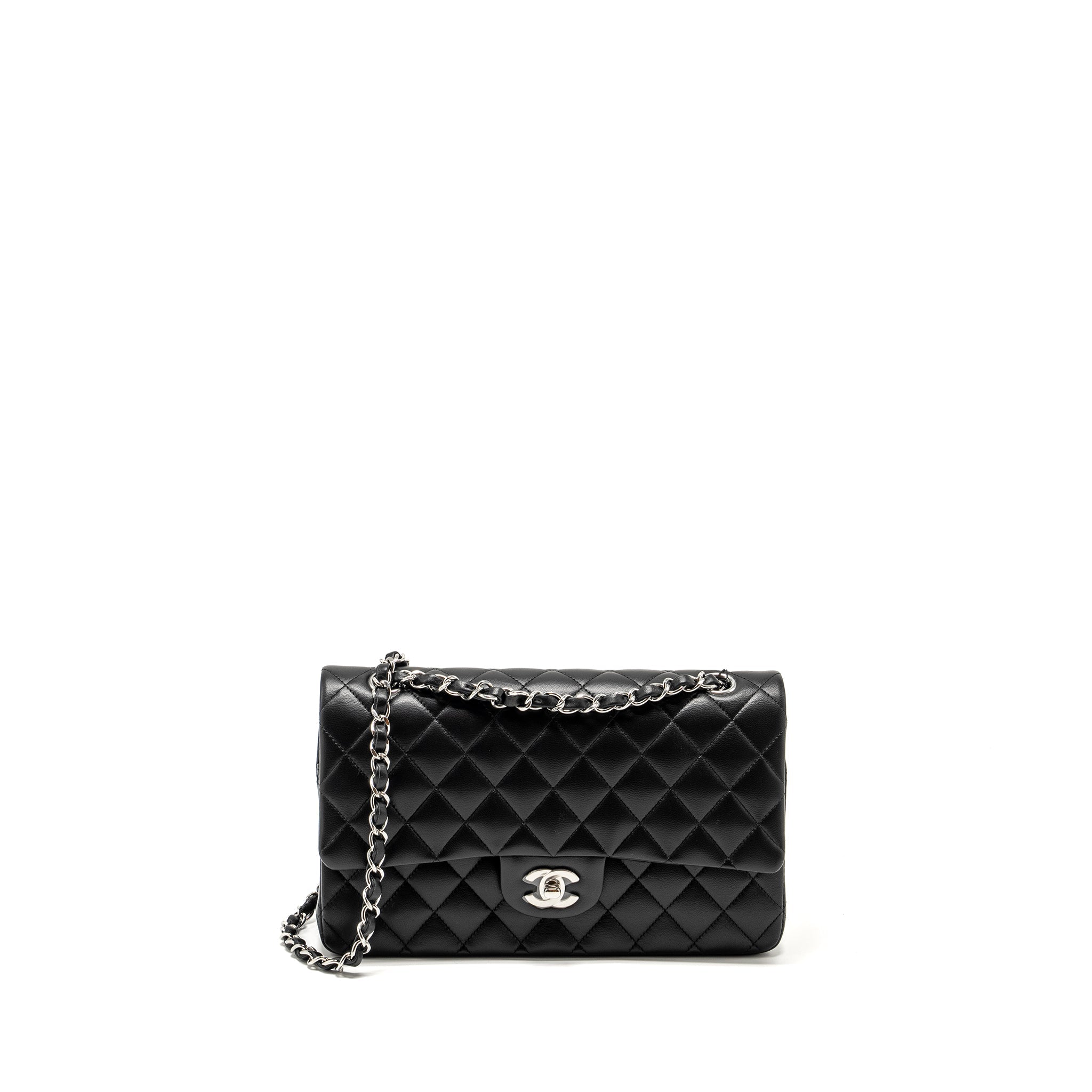 Chanel Medium Classic Double Flap Bag Lambskin Black  (Microchip)