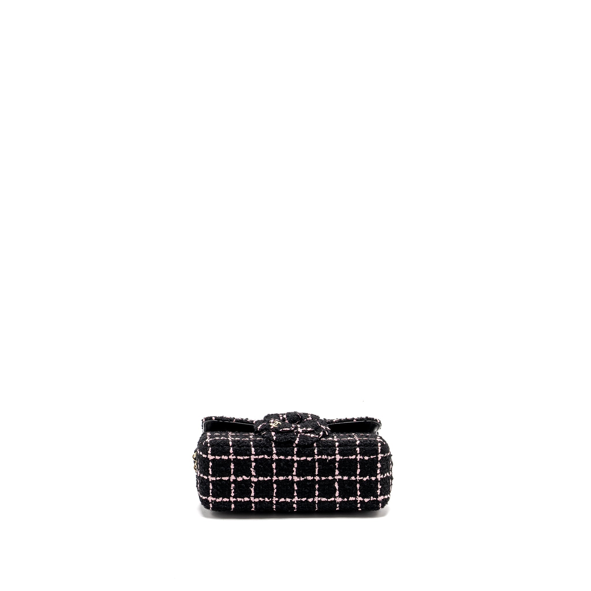 Chanel 23K Flower Bomb Mini Rectangular Flap Bag Tweed Black/Pink L (Microchip)