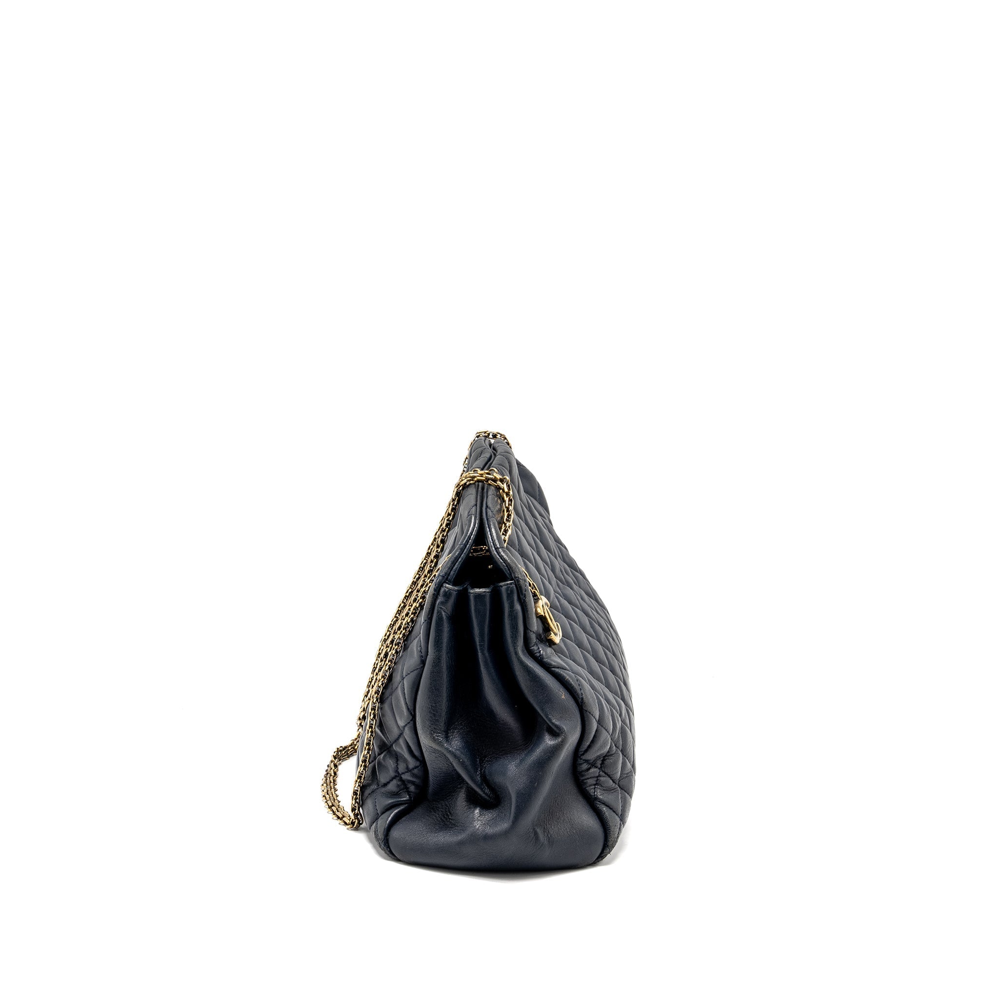 Chanel Just Mademoiselle Bowling Bag Lambskin Dark Blue