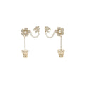 Chanel Camellia Dropped Earrings Pearl/Crystal Light Gold Tone