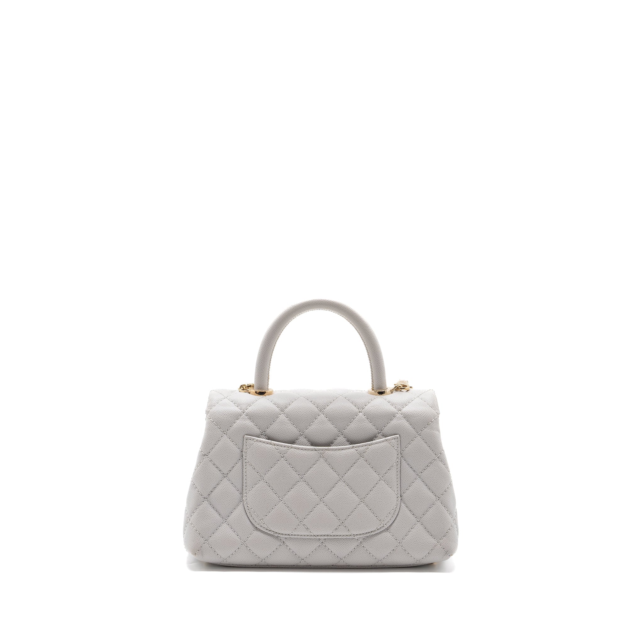Chanel small coco handle caviar light grey L