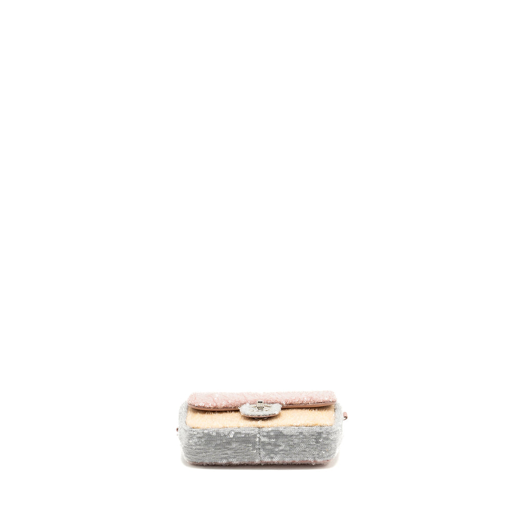 Chanel 18S Mini Waterfall Flap Bag Sequin Pink/Blue/Yellow
