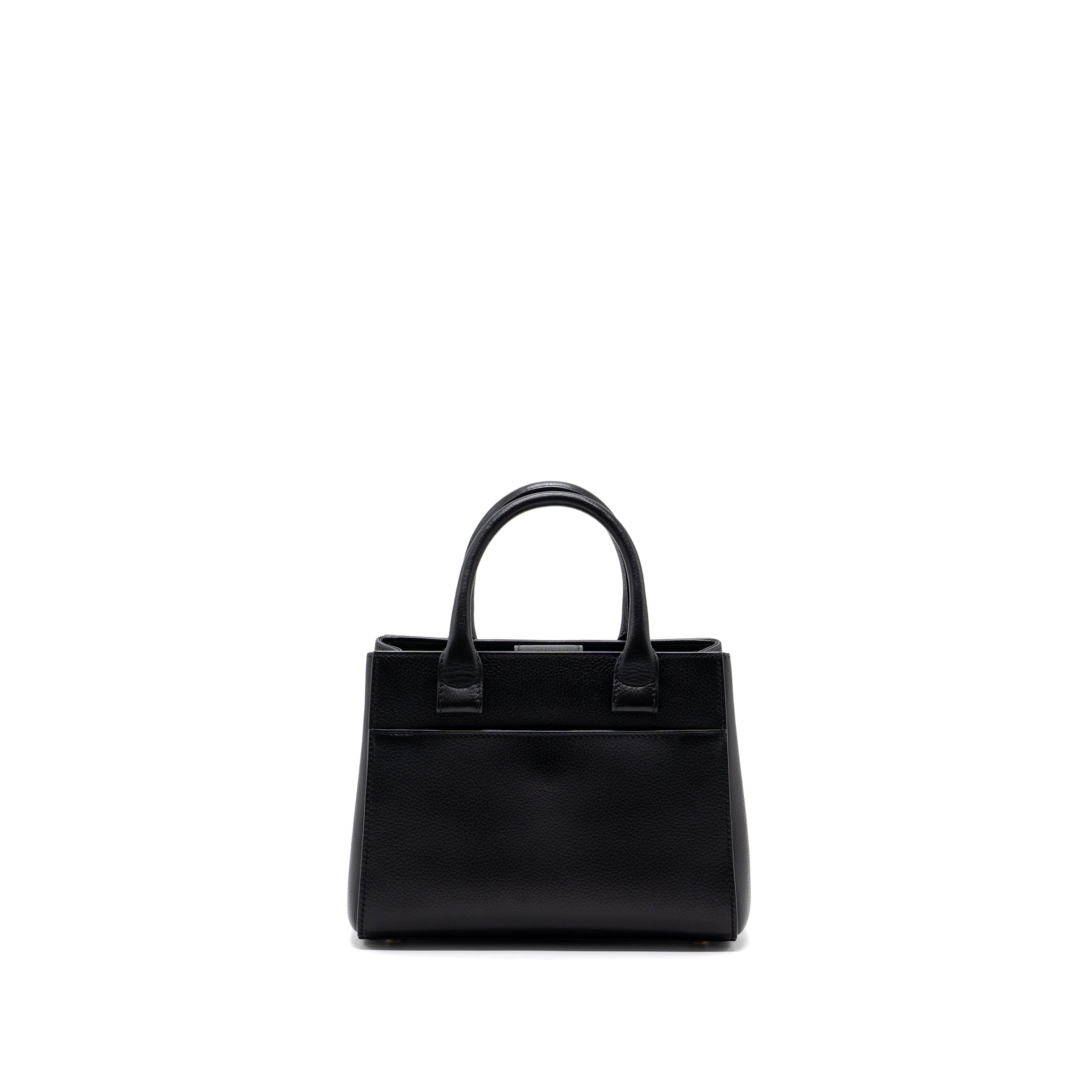Chanel top handle small tote bag grained calfskin black L